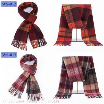 100% Lamb Scarf Strip Solid Plaid Wool Scarf for Men Winter Accessories photo-3