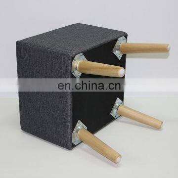 Reatai French Style Black Wood Frame Waiting Room Bench Footstool With Wood Legs photo-7