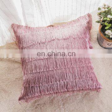 Solid Decorative Velvet Throw Pillow Cushion Cover with Long Fringe