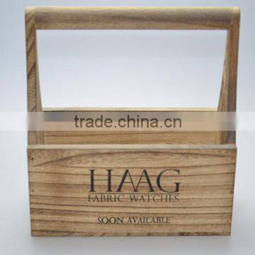 Accept custom burned effect silk printing logo wooden carrier for tool