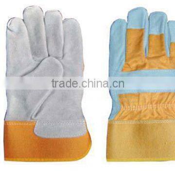 long yellow cow split leather glove, full palm