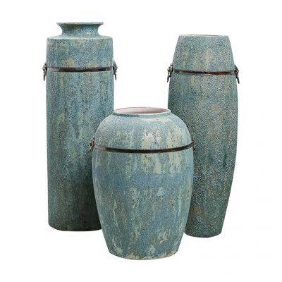 Copper Ring Special-Shaped Abstract Mediterranean Style Green Ceramic Vase For Coffee Shop photo-5