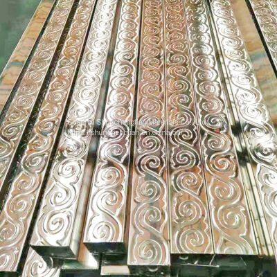 Embossed Copper Plating Antique Bronze Color Stainless Steel Pipe for Gate Guardrail photo-3
