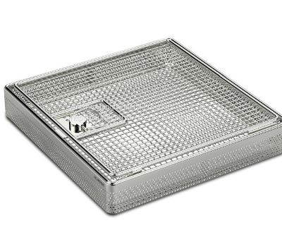 Stainless steel screens for small parts with clip closure Fine Mesh Boxes with Hinged Removable Lid