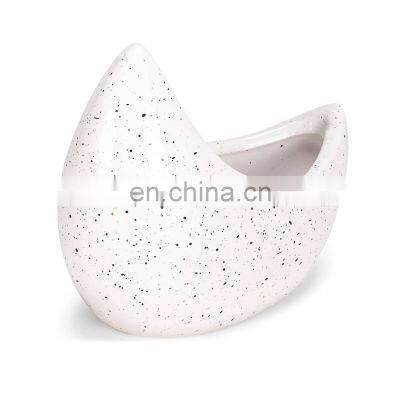 Moon Shaped Dot Speckle Ceramic Flower Planter Vase for Home Decor photo-5
