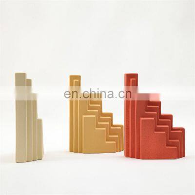 Morandi Color Stairs Shape Table Sculpture Home Accessories Ceramic Decor for Office photo-3