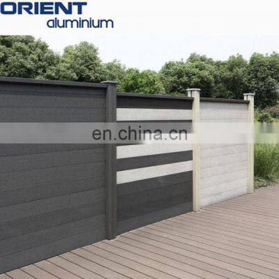 Custom Grey Color Aluminum Post WPC Garden Fence With WPC Fence Panel