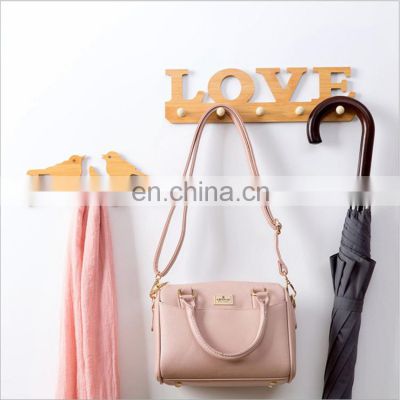 creative love shape modern popular wooden wall coat hanger hook