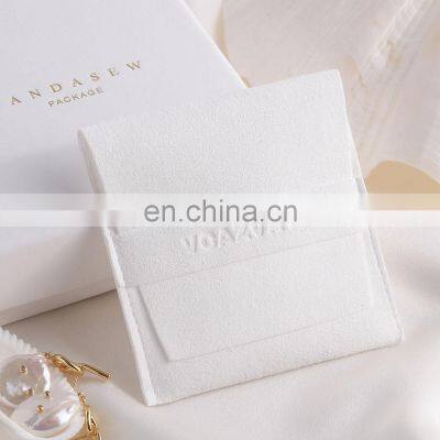 PandaSew 8x8cm Custom Logo White Microfiber Jewelry Packaging Bag Jewelry Gift Pouch