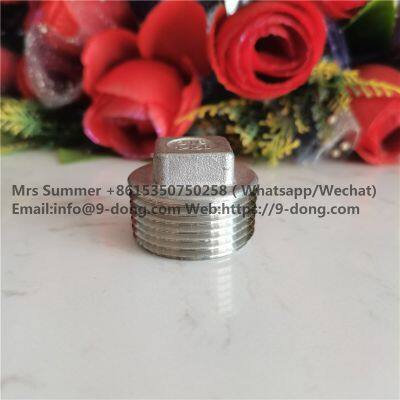 Stainless Steel 304 SS316 Pipe Fittings, Male Fitting, Square Head Plug