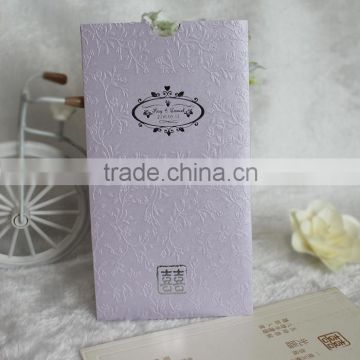 New Design Customized Emboss Foil Pocket Chinese Wedding Invitation Card