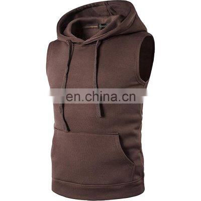 Mens Fitness Hoodies Custom Logo Label Gym Fitness Sleeveless Hoodie Style Pullover