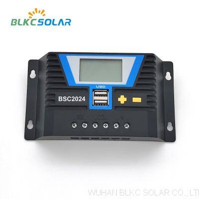 BSC2024 PWM 10A 20A Solar Charge Controller 12V 24V Auto with USB and Backlight