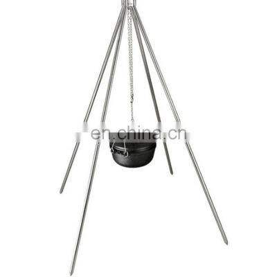 Camping Outdoor Cast Iron Cooking Tripod For Camp Fire Dutch Oven Pot Pan Hold