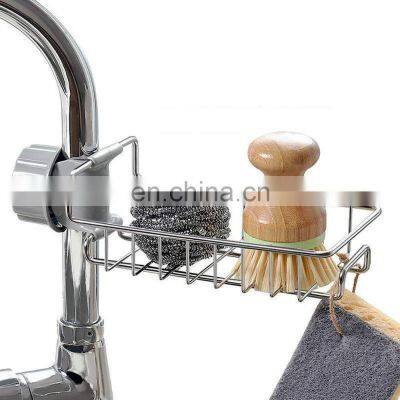 Hot sale customizable household bathroom kitchen storage rack organizer stainless steel sink drain faucet sponge holder