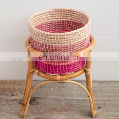 New Design Set Rattan Plant Stand With Seagrass Plant Holder Custom Color Unique Wicker Flower Pot Vietnam Supplier