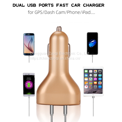 QC3.0 Quick Charge 30W 5V2.4A Dual USB Port Car Phone Charger Adapter