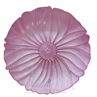 Wholesale Sunflower Charger Glass Plate For Event Party And Banquet Dining