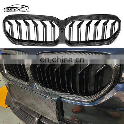 G30 F90 M5 LCI Carbon Fiber Dual Slat Front Bumper Grille Front Grill For BMW 5 Series G30 F90 LCI