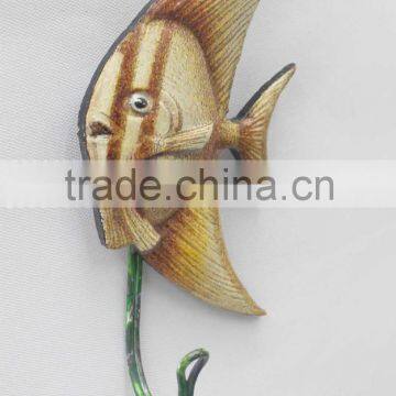 2014 embossed fish shape single metal hook