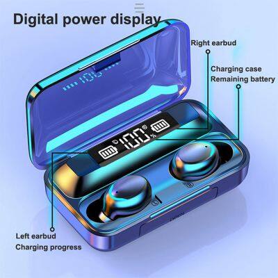 F9-5 TWS 5.3 Wireless Bt Earphone Touch Earbuds Music IPX7 Waterproof LED Display Headset 9D Stereo Sport Headphones