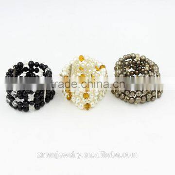 Three Colors Fashion Bracelet Jewelry,Multilayer Glass Bead Pearl Bracelet