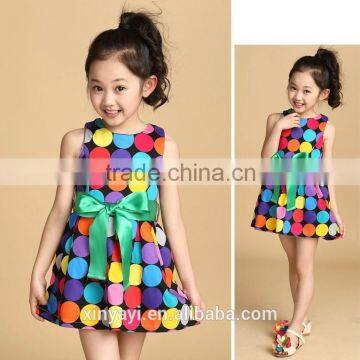 2015 Summer Short Sleeve Dress With Belt Pure Cotton Dot Children Dress Cuhk Princess Skirt Wholesale From China photo-6