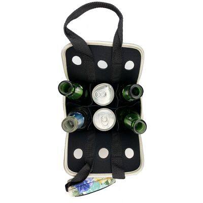 Insulated Neoprene Wine Carrier Tote 6 Pack Beer Water Can Bottle Holder Sublimation Cooler Bag Case for Travel photo-2