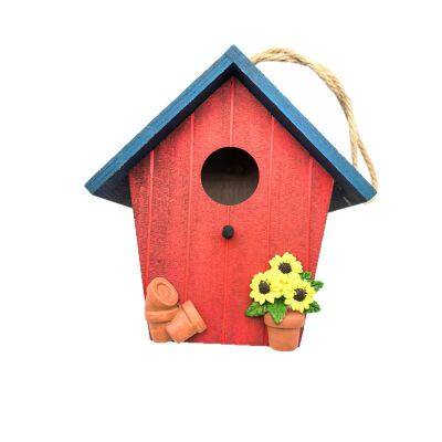 Wooden Hanging Ornaments Garden Wooden Solid Wood Bird Nest photo-3