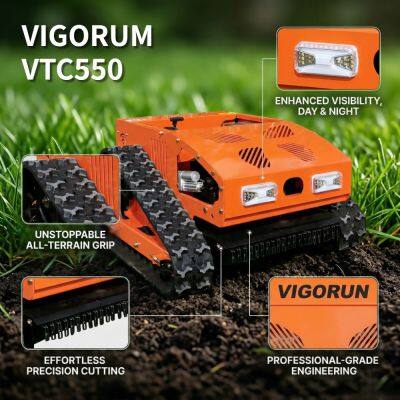 Vigorun Industrial Grade Cordless Remote Operated Track-Mounted Grass Cutting Machine 4-Stroke 224cc Gasoline Engine 550mm CE