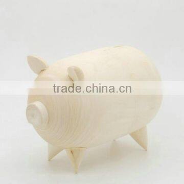 2015New Product: Wooden Animal Toy/wood carved pig box