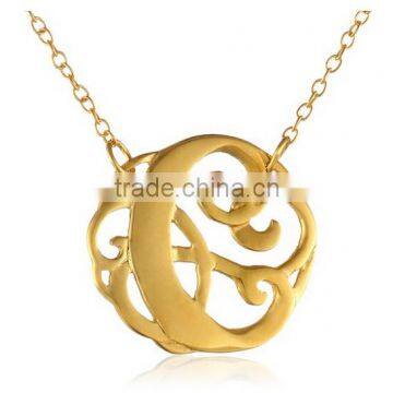 Gold Plated Monogram Necklace, Stainless Steel Initial C Necklace Jewelry