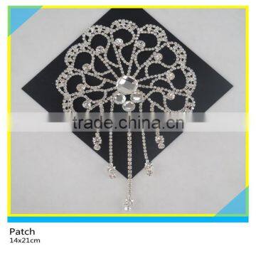 Sew on Diamond Rhinestone Chain Applique for Wedding Dress Decoration 7x12cm photo-4