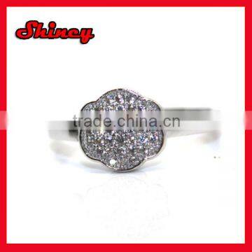 Mirco pave cz silver plain broad band ring