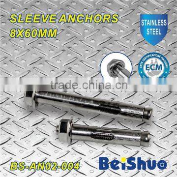 BS-AN02-004 M8 sleeve anchor with flange nut stainless steel 304
