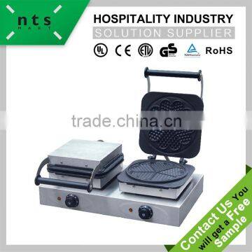 fast food restaurant design 2 plate enamel coating electric waffle baker