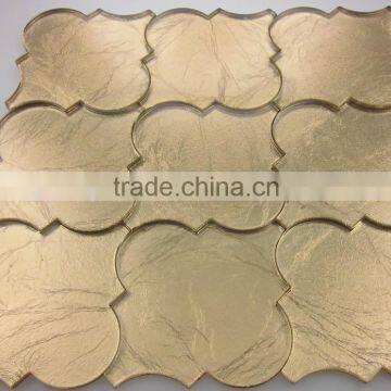 300x300 goldleaf glass mosaic 12''x12'' waterjet glass tile(wj1)