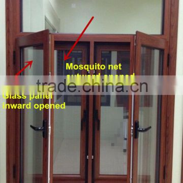 Latest window design for villa & house, glass panel & mosquito net two-in-one