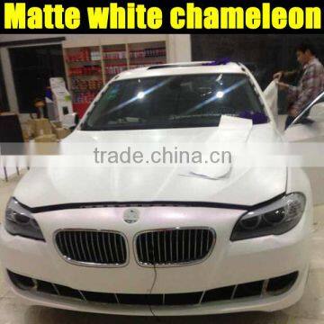 Top quality matte chameleon white to pink vinyl film with air free bubbles 1.52*20m per roll