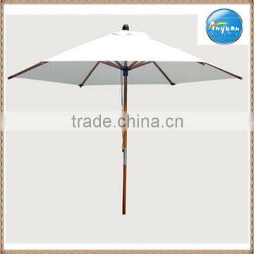 Windproof polyester white wooden garden umbrella outdoor umbrella