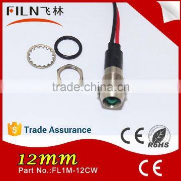 Wenzhou Green Lamp 12MM Metal 12V DC Led Side Signal Lights Bulbs With Wire photo-3