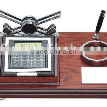 wooden desktop set,notepad,name card holder,calculator,sign pen