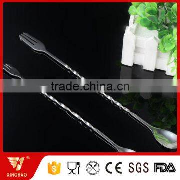 Two Head Stainless Steel Bar Spoon With Long Twist Handle