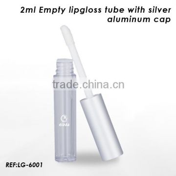 Empty lip gloss tubes with silver aluminum cap