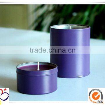 2014 new style small metal wholesale candle tin box/round tin box/purple metal candle tin box