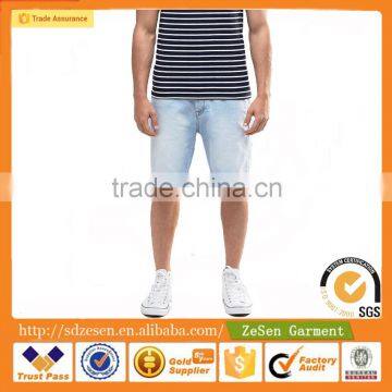Wholesale Apparel Distressed Stretch Slim Bleach Wash Denim Jeans Shorts For Men photo-3
