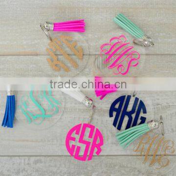 Personalized Customized Match Enamel Suede Tassel Monogram Keychains