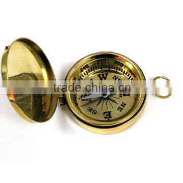 1 3/4" POCKET COMPASS - Brass Face w/ Cover - HIKING