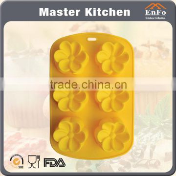 6 flowers silicone cake mould