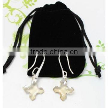 hook clear cross-shape Crystal earring+pouch